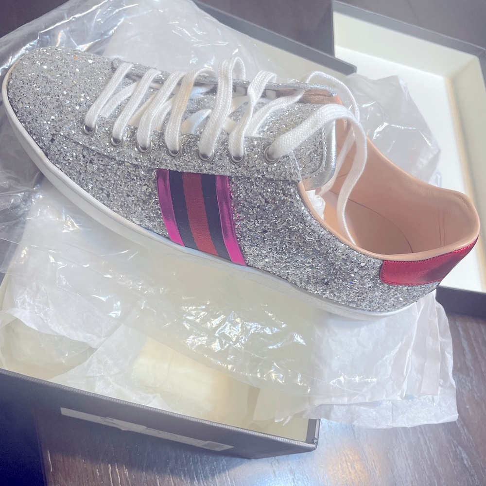 COPY - Women’s Glitter Gucci Grey Ace Trainer Sneaker